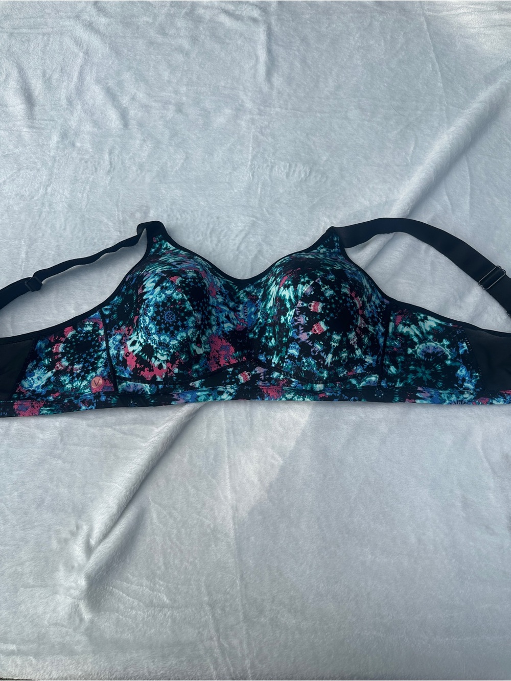 Lane Bryant Black Bra with Teal & Pink Kaleidoscope Print